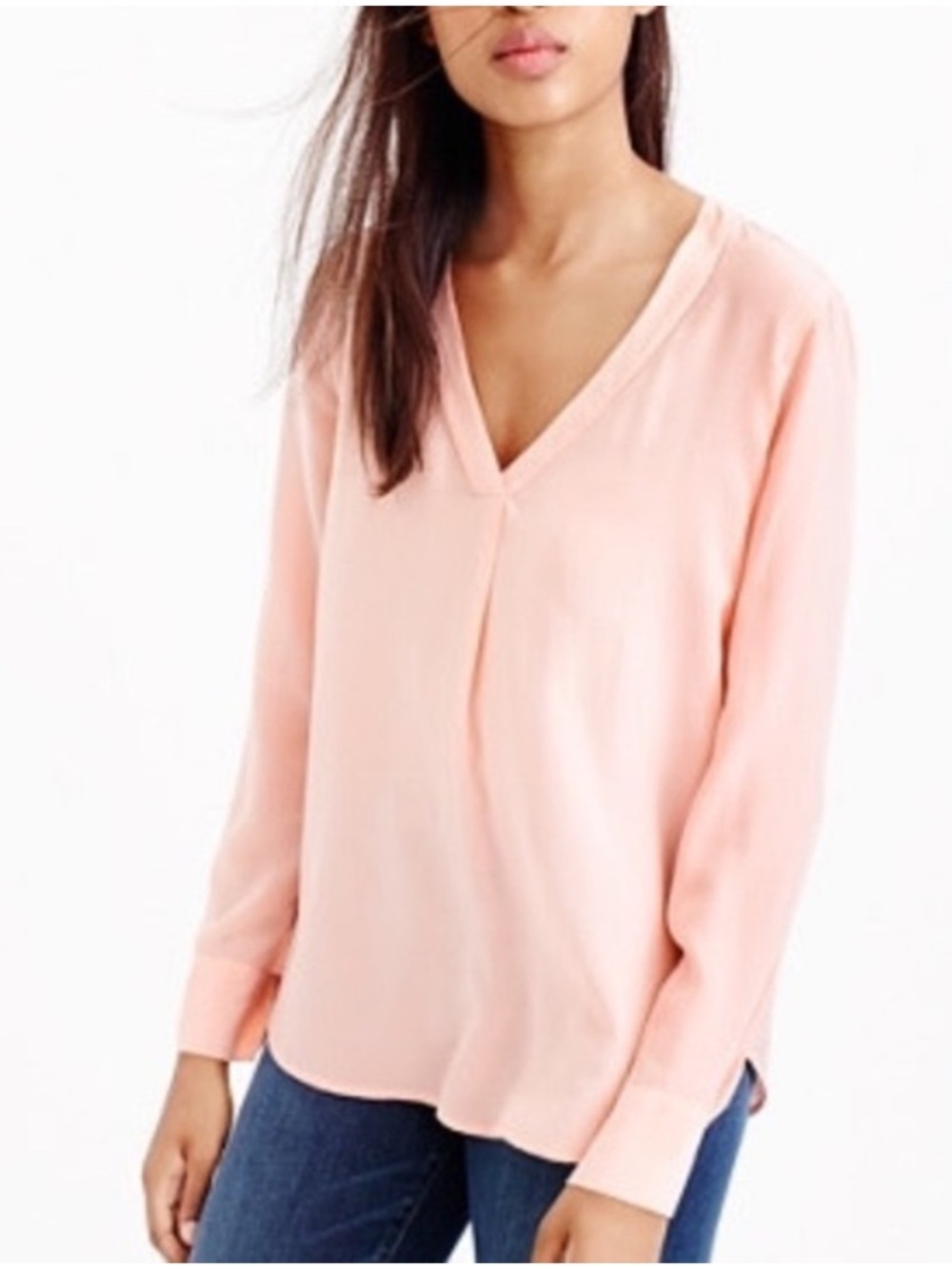 J. Crew 100% Silk V-neck Blouse Dusty Petal Size 6